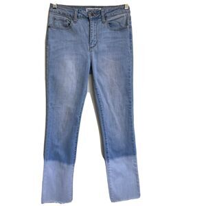 Velvet Heart Jeans Cropped Mid Rise White Dip Dye Raw Edge Stretch Denim 26